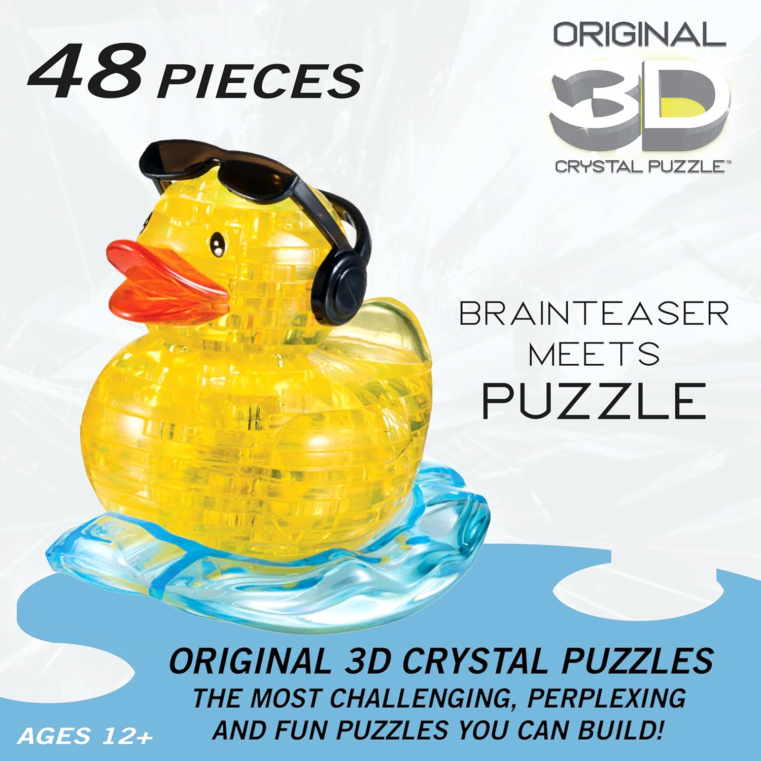 BePuzzled Yellow Rock'n Duck Standard Original 3D Crystal Puzzle, Perfect for Puzzlers Ages 12 and Up, Challenging to Complete and Beautiful to Display, Collect Them All