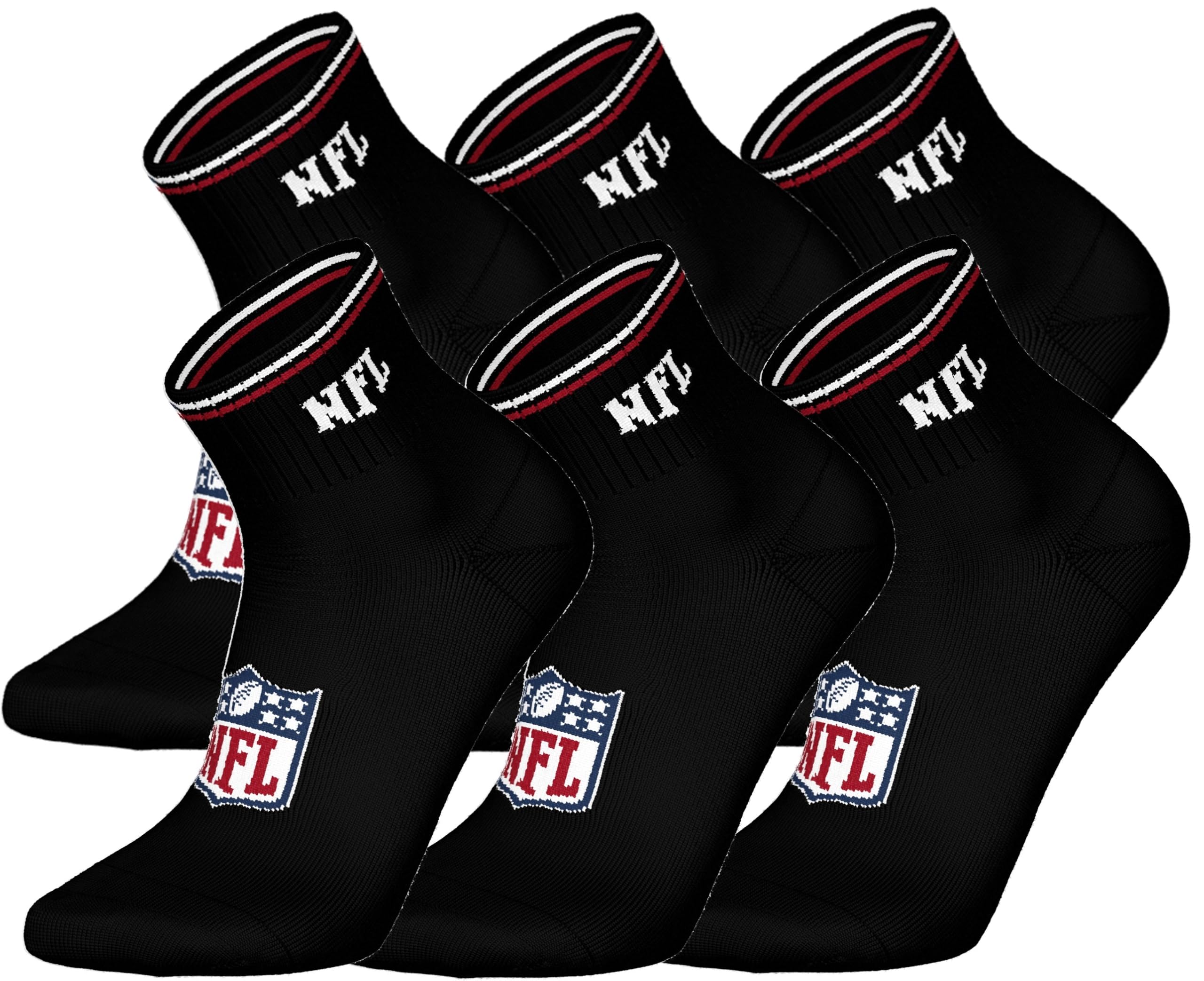 NFL Unisex Shield 6pk Quarter Socks Sport Socks (Pack of 6)