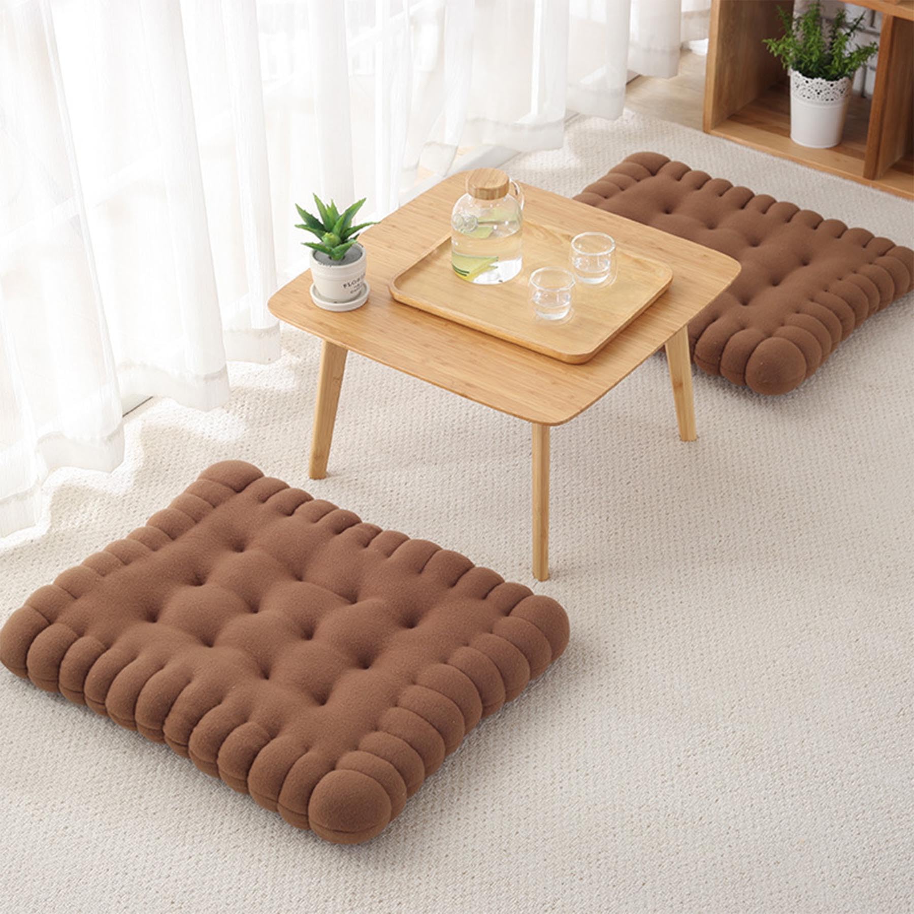 Cuscino da pavimento morbido e accogliente, creativo, a forma di bio, per yoga e soggiorno, marrone, 50 x 60 cm, ideale per meditazione, relax e decorazione della casa