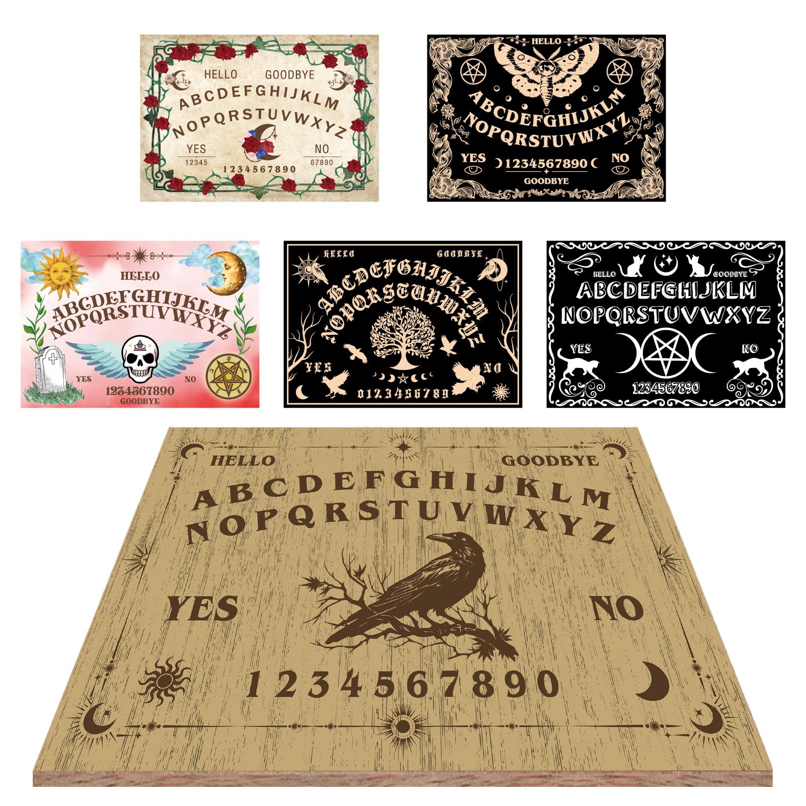 CREATCABIN Wooden Spirit Board Divination Pendulum Board Rectangle Raven Retro Wood Heart Planchette Hunt Metaphysical Talking Message Plank Decor Accessories for Hand Wicca Pagan 11.8 x 8.3 Inch - Image 4