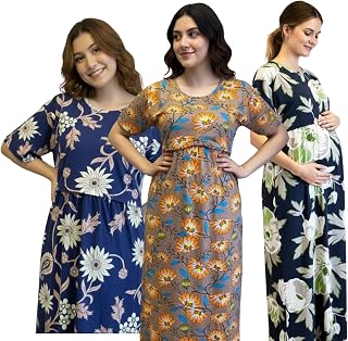 Zipless Maternity Wear – Comfortable Loungewear and Feeding Maxi Dress for Women | Nightdress for Pregnancy & Postpartum |... Price In India