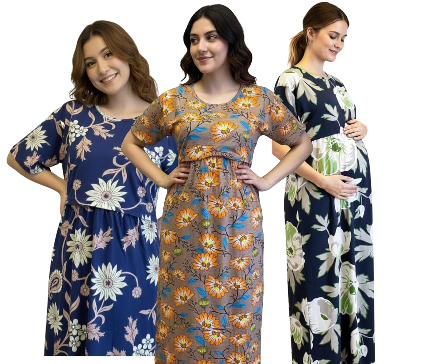 Zipless Maternity Wear – Comfortable Loungewear and Feeding Maxi Dress for Women | Nightdress for Pregnancy & Postpartum |...