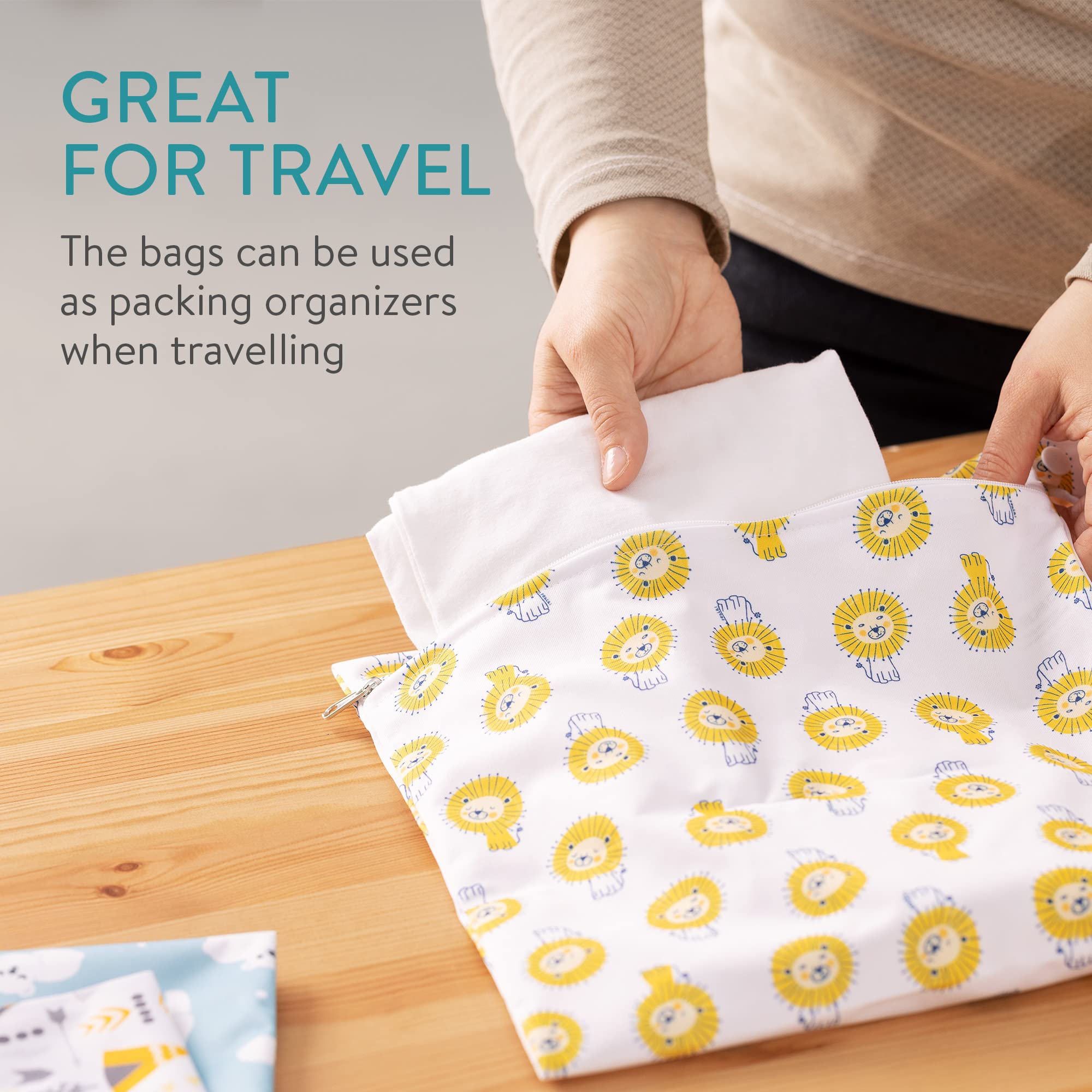 Navaris Borsa Pannolini Lavabili Set 3 Misure Wet Bag Chiusura Zip Neonato