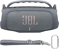 Vista 14 de Funda de silicona compatible con JBL Charge 5 Altavoz Bluetooth portátil impermeable (Cubierta de silicona rosa)