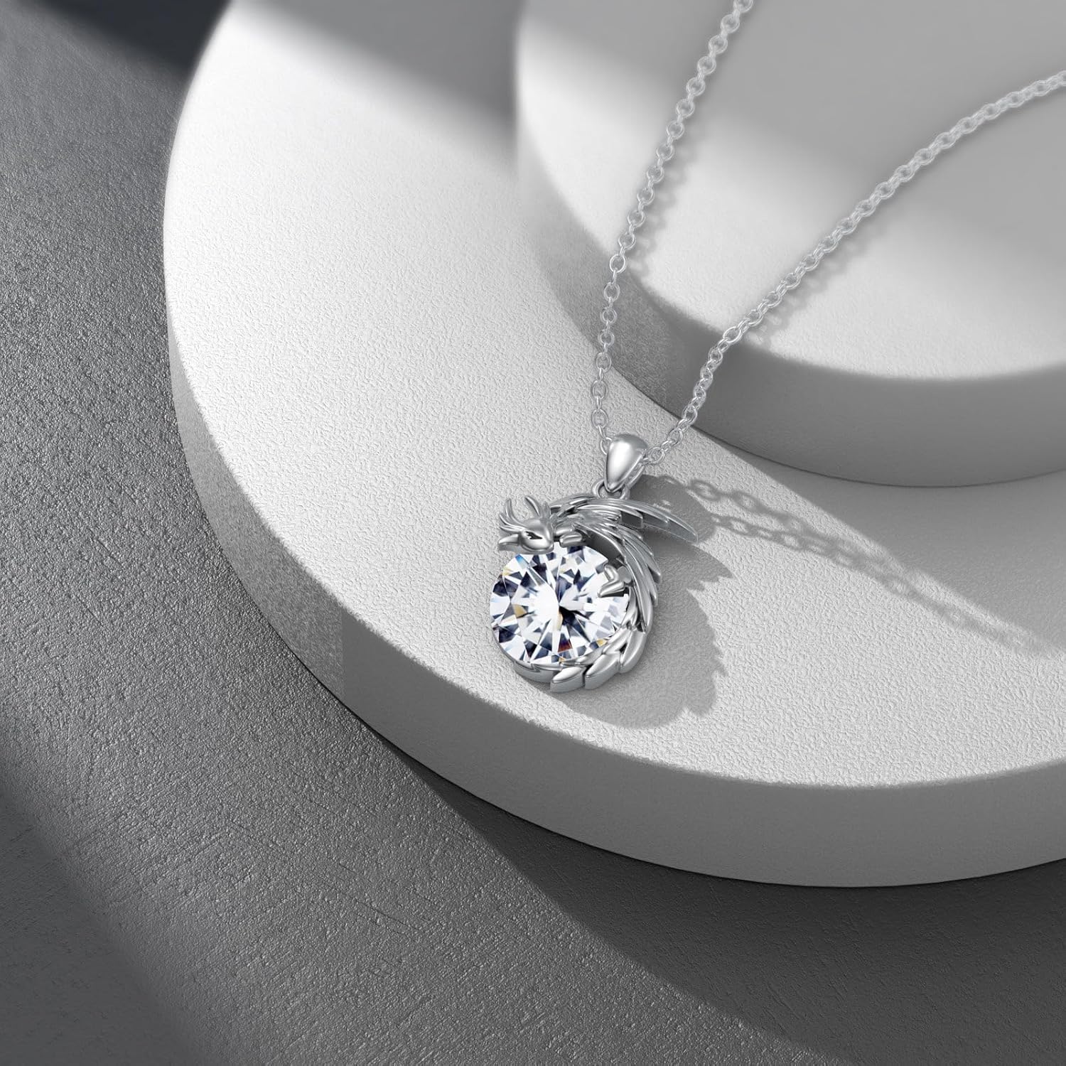 LONAGO Dragon Necklace with Birthstone Sterling Silver Wyvern Dragon Pendant Necklace Gift for Women - Image 2