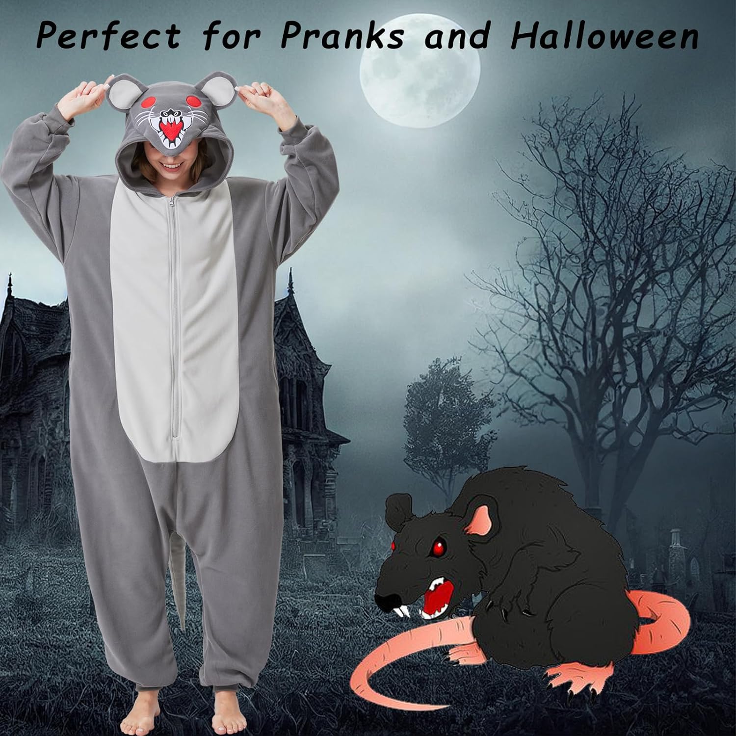 Adult Animal Onesie Halloween Costume One-Piece Cosplay Pajamas for Women and Men - Image 3