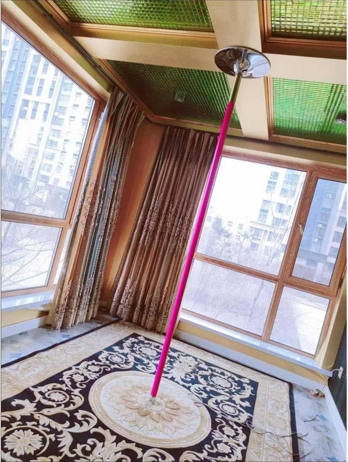 45mm Portable Dance Pole Kit - Professional Spinning & Static Stripper Pole for Home, Gym, Club & Party - Removable Non-Slip Silicone Fitness Equipment (Height: 2.55-2.95m/8.4-9.7ft)