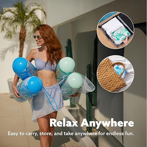 Miniatura 6 de SLOOSH 2 Packs Hammock Pool Floats Adults, 4-in-1 Multi-Purpose Inflatable Pool Floats PVC Water Hammock Lounge Floaties