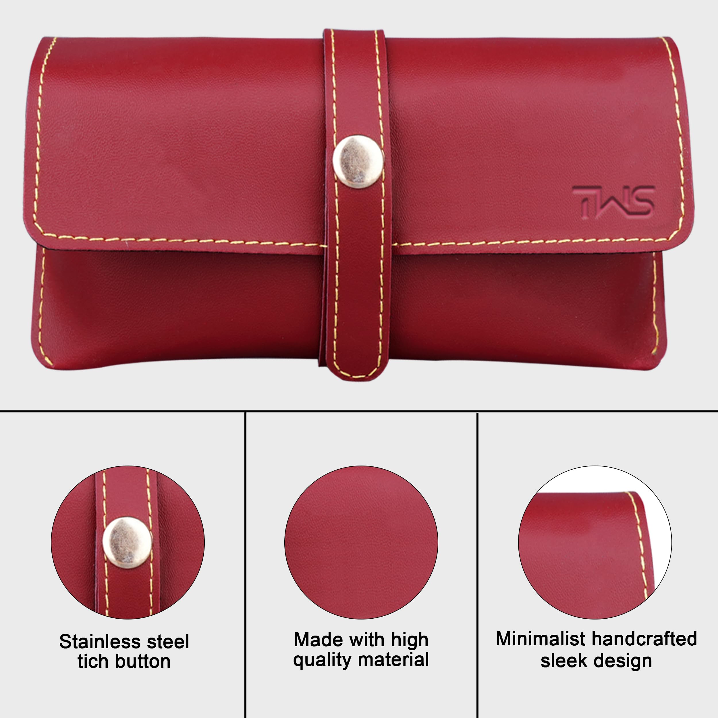 The Wallet Store Leather Eyewear Case for Men & Women Specs Cover - Red