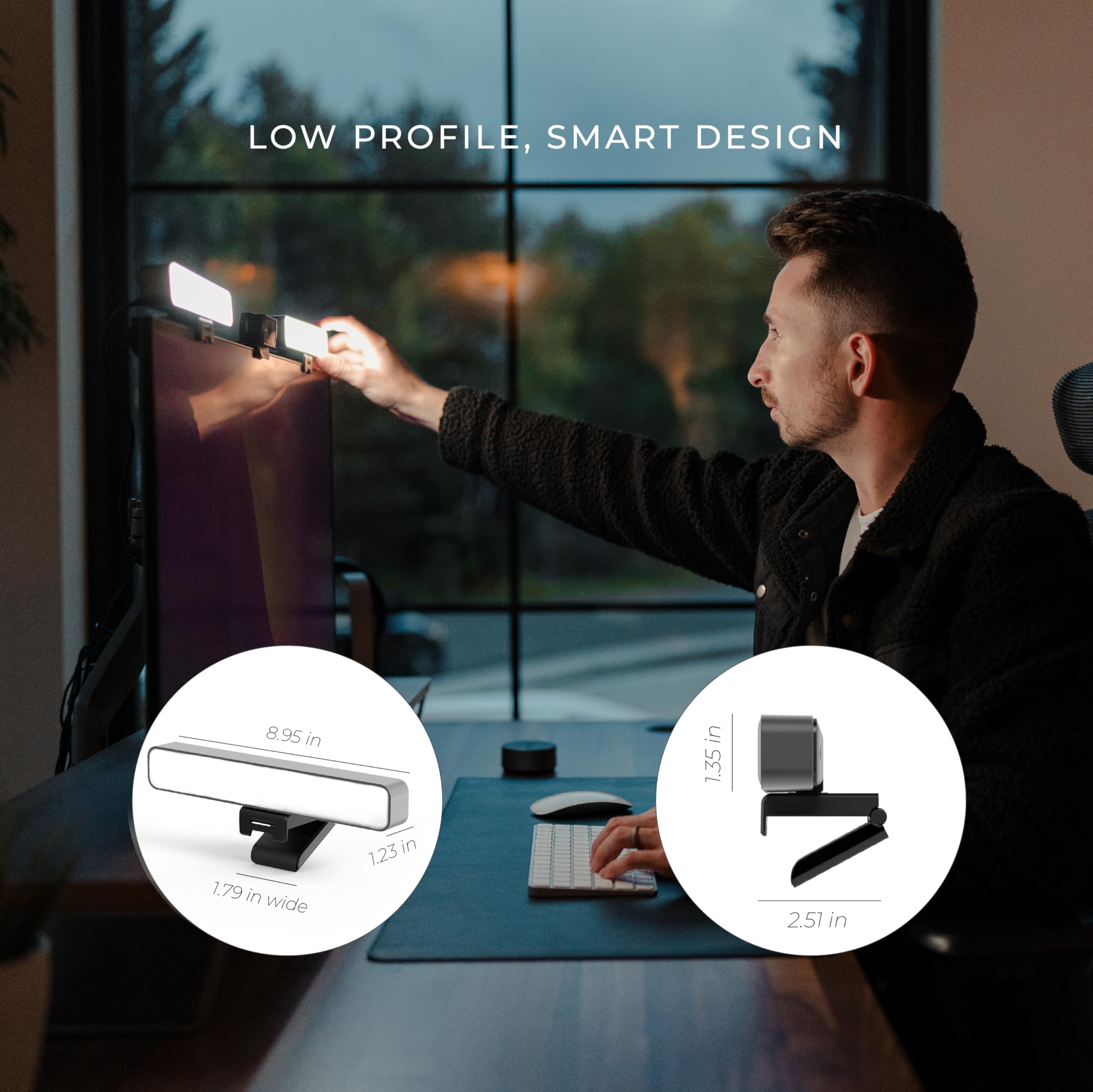 HumanCentric Premium Videokonferenzbeleuchtung für Videoanrufe, HighBeam Pro Light für Zoom Meetings und Streaming, Upgrade Monitor Ringlicht mit LED Webcam Licht, Dual Video Konferenzlicht