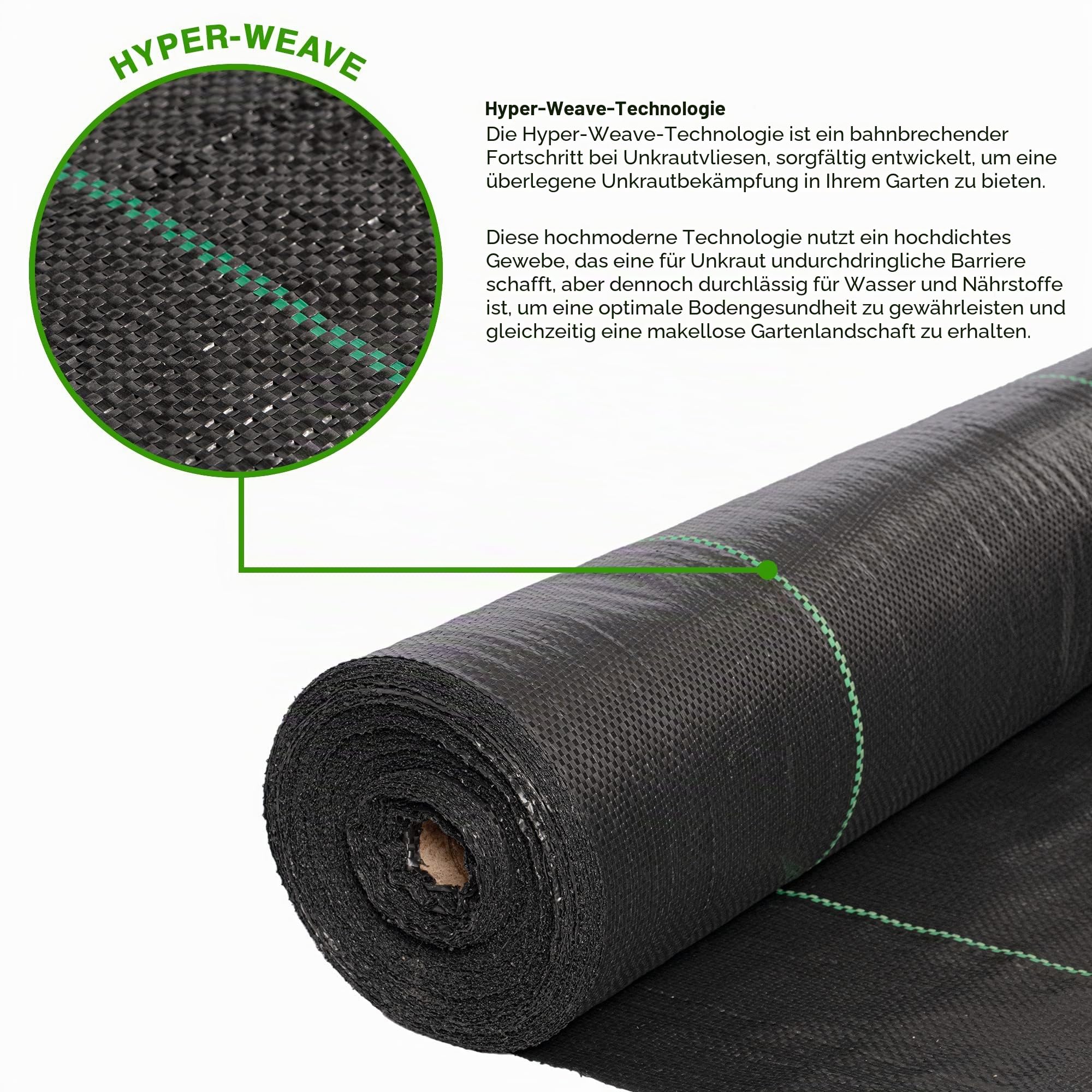 GroundMaster Unkrautvlies Extra Stark (1 m Breit x 100 m Lang) - 100g/m² Unkrautvlies Wasserdurchlässig, Bodengewebe Unkrautflies für Garten, Hochbeet, Einfahrt usw., Anti Unkrautvlies Pflanzfolie