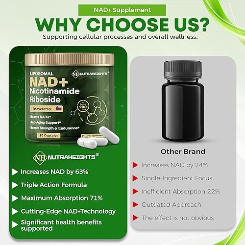 Miniatura 4 de Suplemento NAD+  900 mg de ribósido de nicotinamida liposomal con resveratrol y quercetina  Energía celular, enfoque, apoyo al envejecimiento