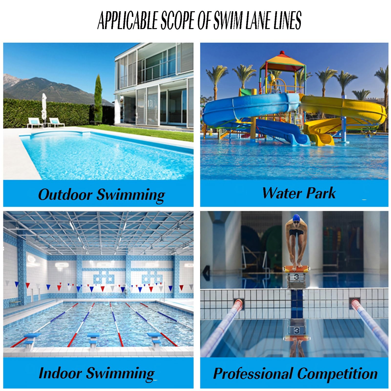 Corda divisoria di sicurezza per piscina, corda galleggiante con accessori (filo, 9 m), recinzione di sicurezza per piscina resistente per bambini e animali domestici, barriera essenziale per piscina