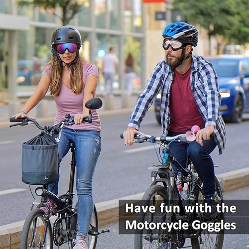 Miniatura 6 de Gafas de motocicleta para niños, paquete de 2 gafas de esquí para motocross, motocross, gafas de carreras para niños, gafas de aire comprimido