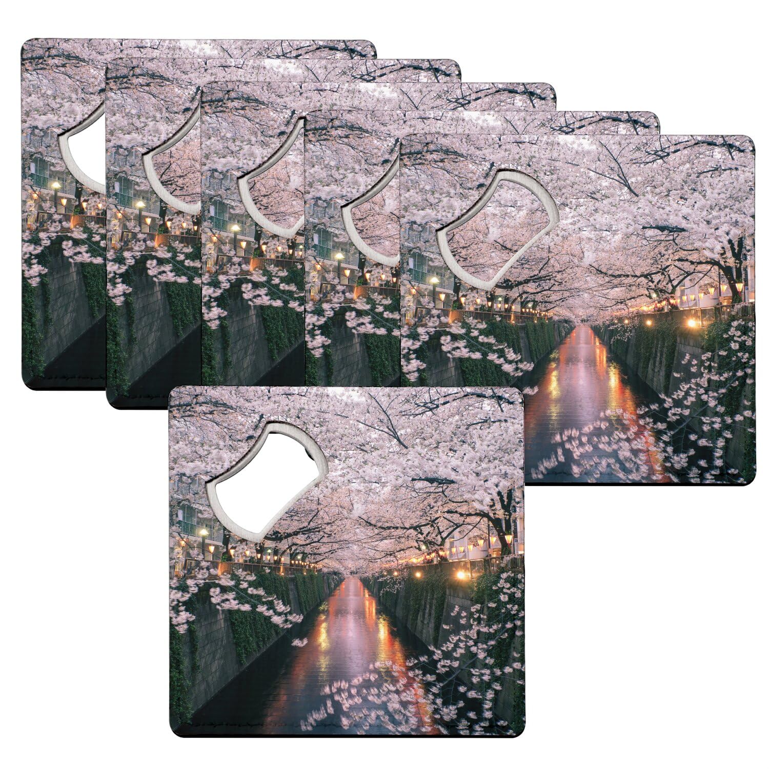 Sous-verre décapsuleur motif paysage japonais le coffret cadeau idéal de 6 pièces