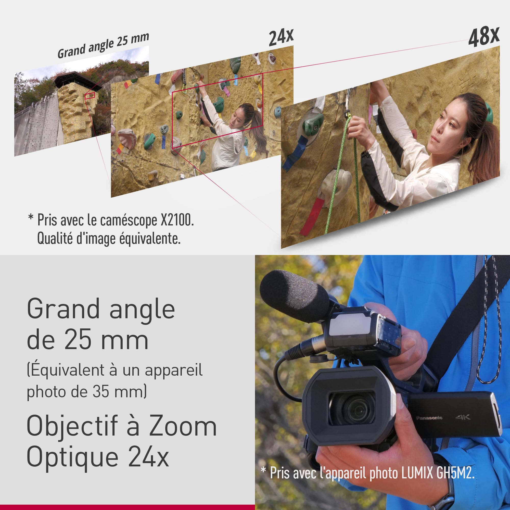 Panasonic CX18 | Caméra Semi-Pro 4K (Qualité vidéo 4K 60p, Zoom Optique 24x, Grand Angle 25mm, 3G-SDI, Stabilisé, Live Streaming, Eclairage LED, Double XLR, Wi-FI) Noir