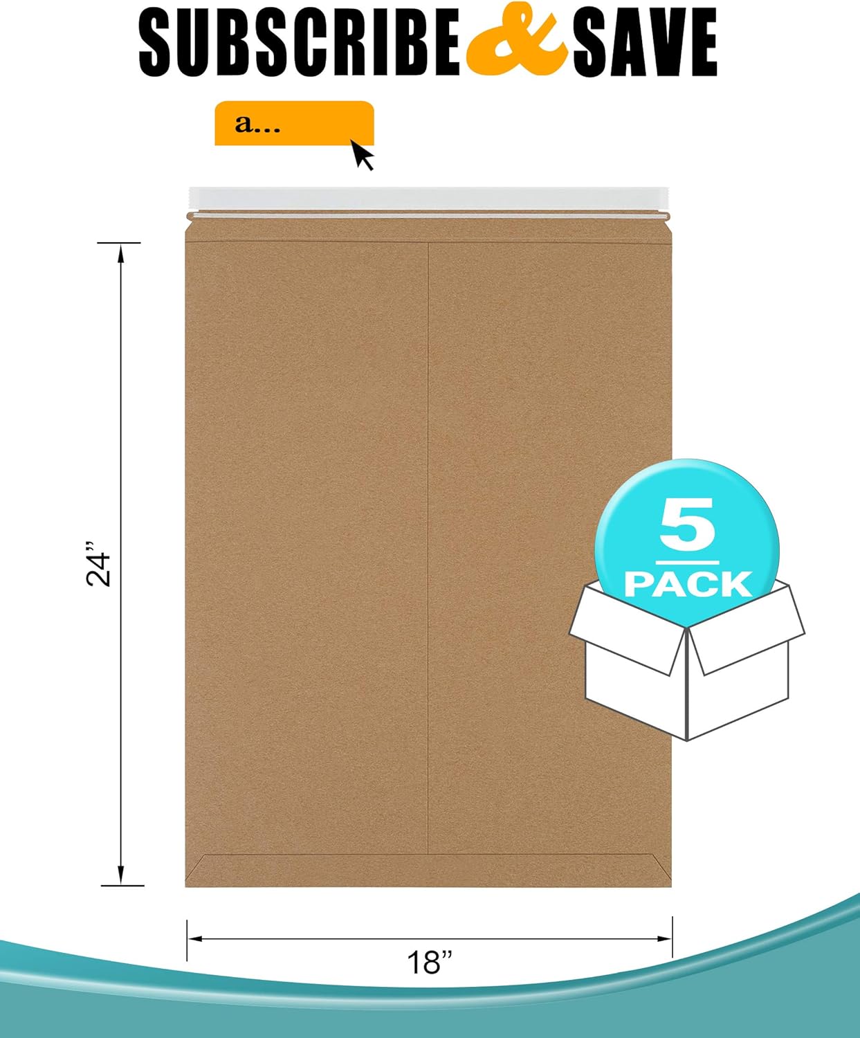 APQ Pack of 5 Kraft Rigid Mailers 18 x 24. Paperboard envelopes 18″ x
