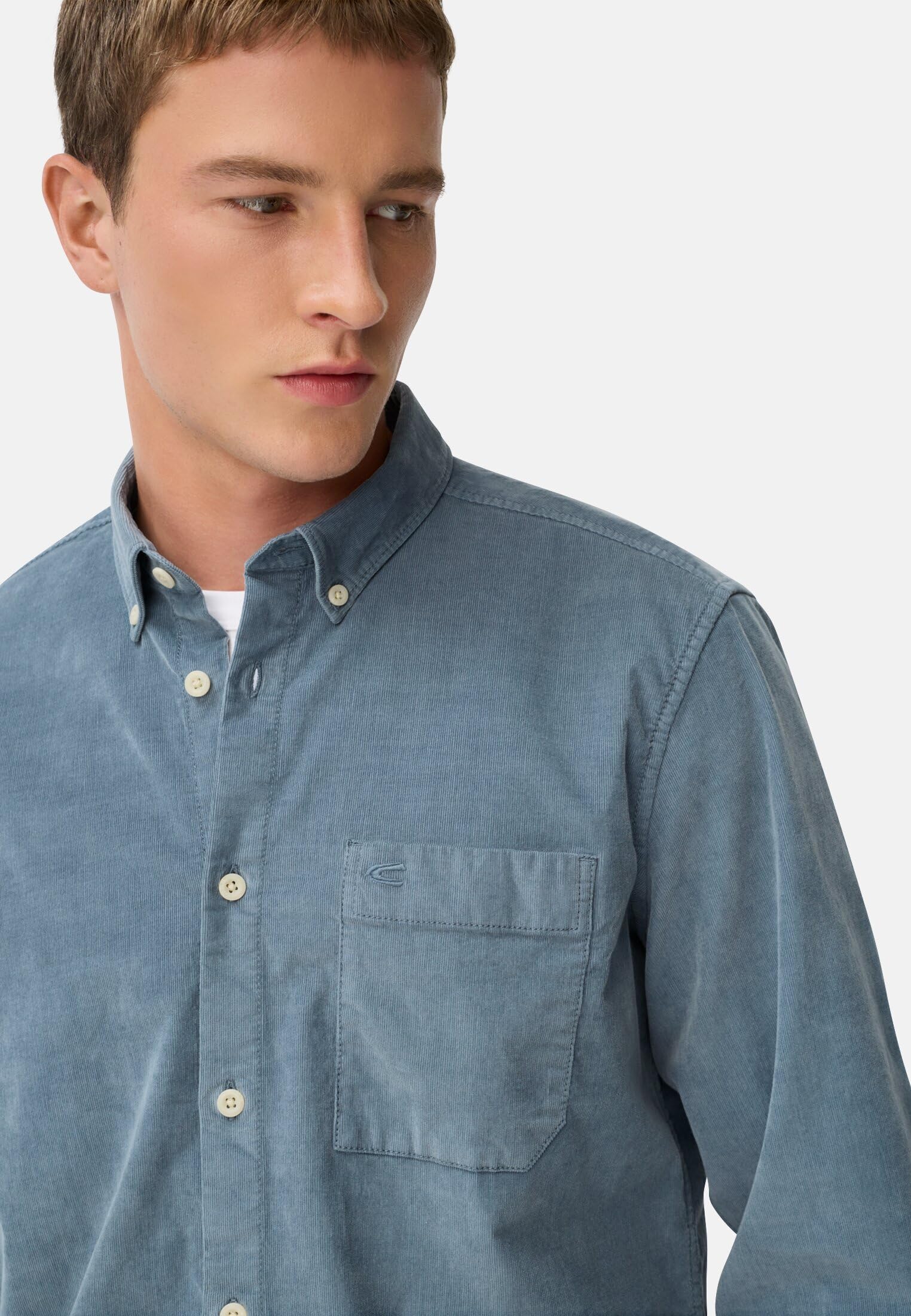 camel active Herren fleXXXactive® Langarm Shirt mit Button-Down-Kragen und Brusttasche