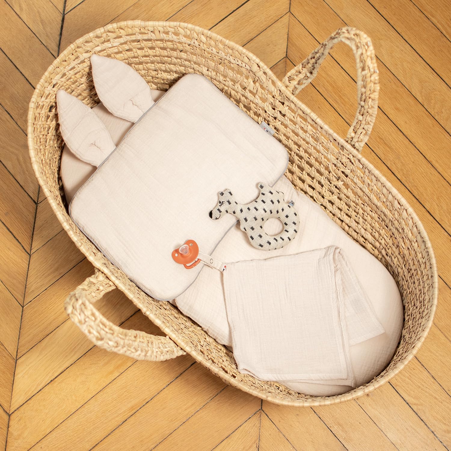 SEVIRA KIDS | Lot de 3 Draps Housses couffin en Coton, Sidonia - 70 x 30 cm - Made in France