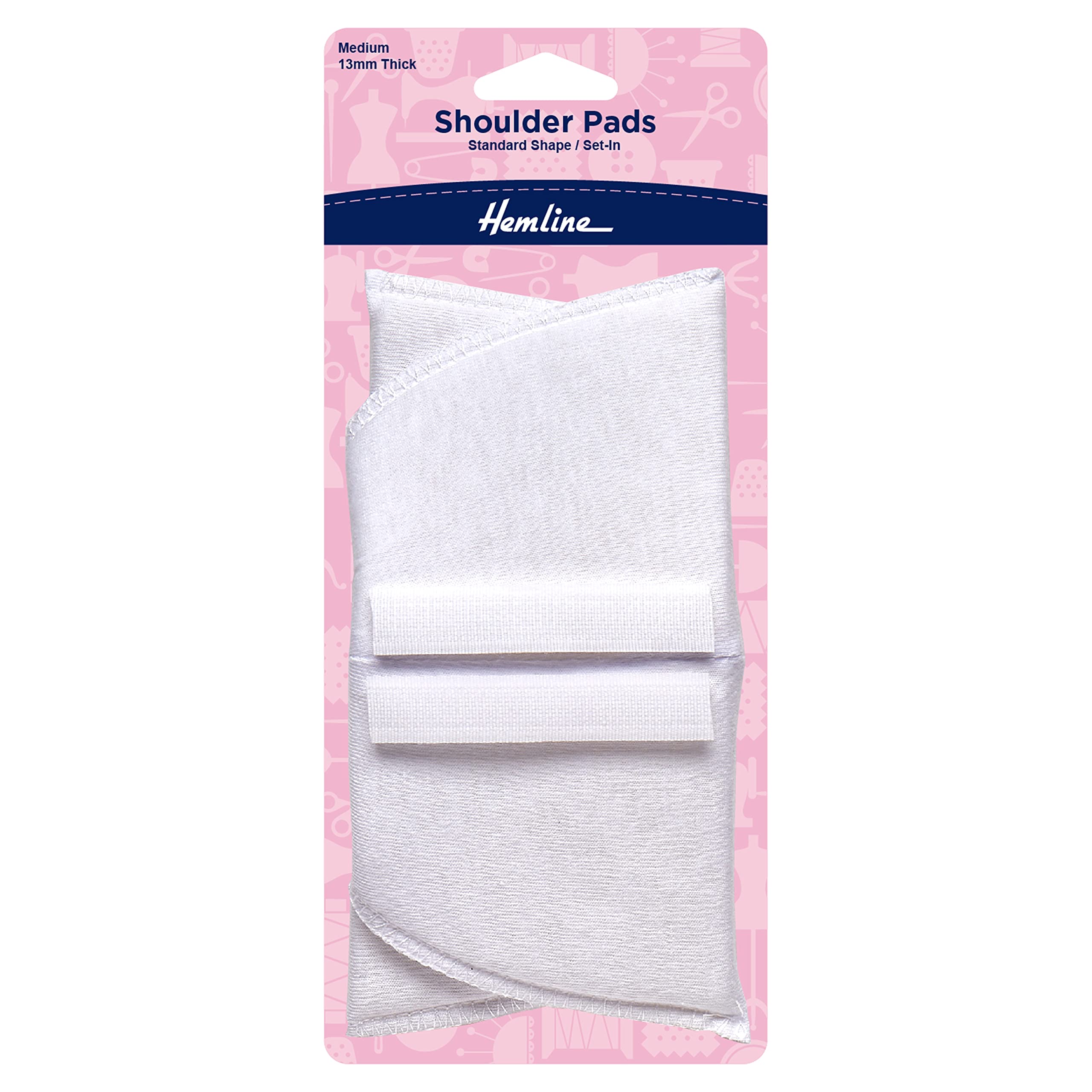 Hemline Shoulder Pads, White, Medium 15x10cm