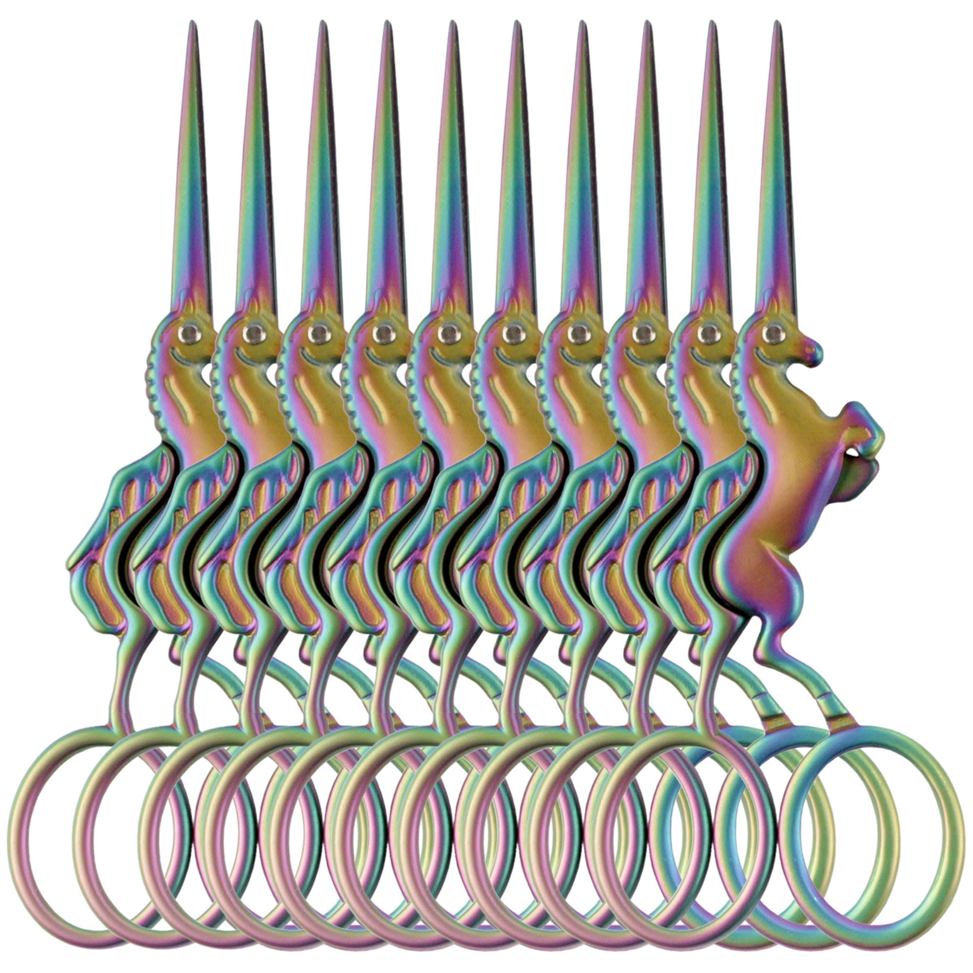 JubileeYarn - Forbici da ricamo a forma di unicorno, in acciaio inox, 10 paia, colore: arcobaleno