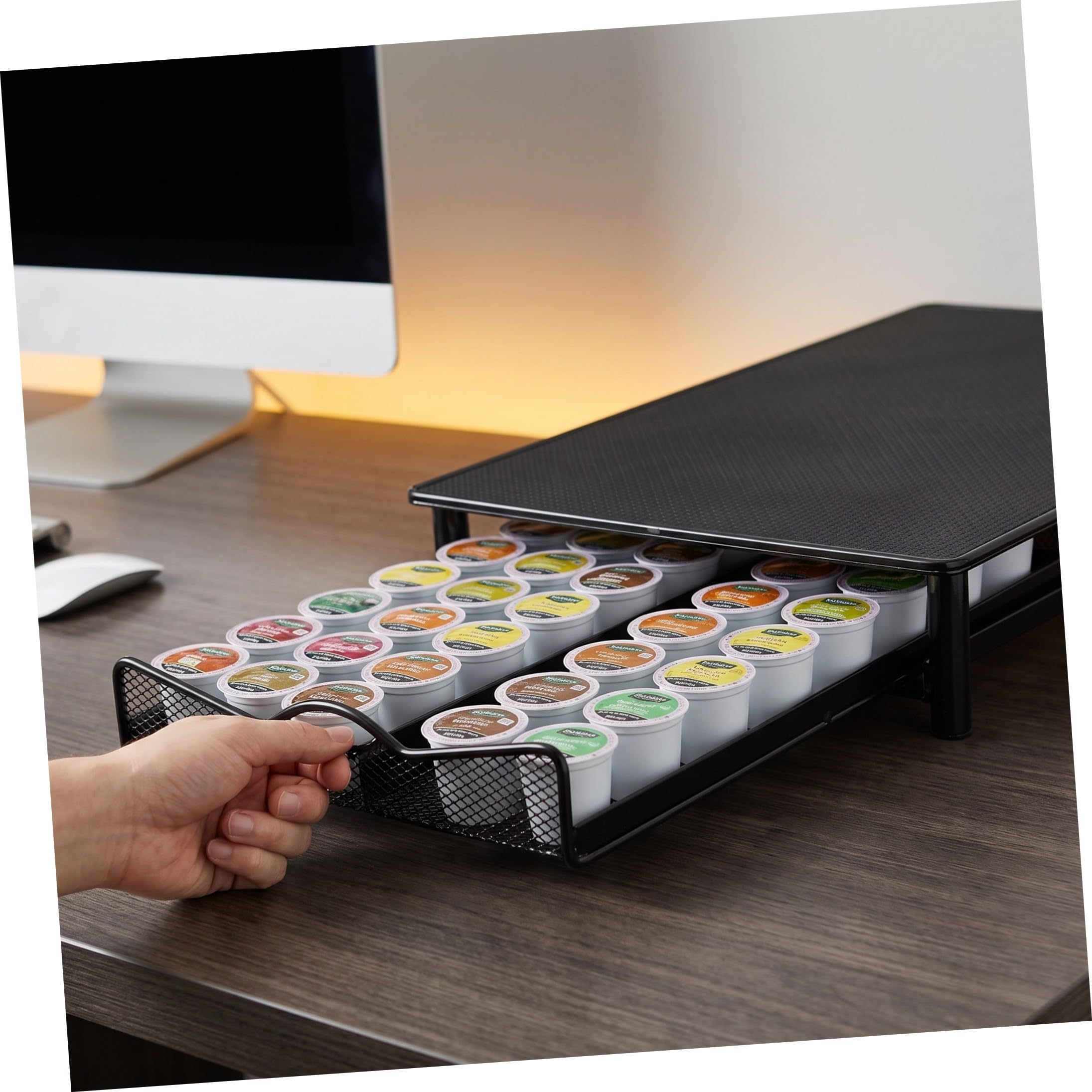 PACKOVE Caja de Almacenamiento de Hierro Organizador Portátil y Antióxido Capacidad para 40 Cápsulas para Cápsulas de Café Negro para Escritorio o Cocina