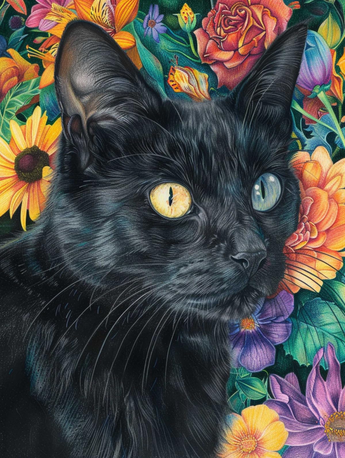 Kit crochet de loquet tapis chat noir 21x29in peinture huile bricolage noué
