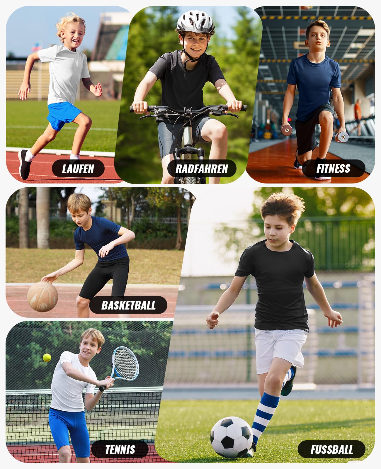 Niksa Maglietta a compressione per ragazzi, confezione da 1 – 2 pezzi, traspirante e ad asciugatura rapida, maglietta sportiva a maniche corte con tecnologia di cucitura piatta per calcio, allenamento