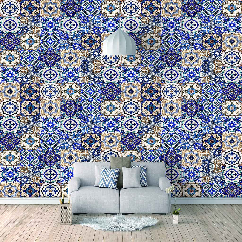Papier peint panoramique 3D bleu 200x140 cm décor mural trompe l'oeil grand format
