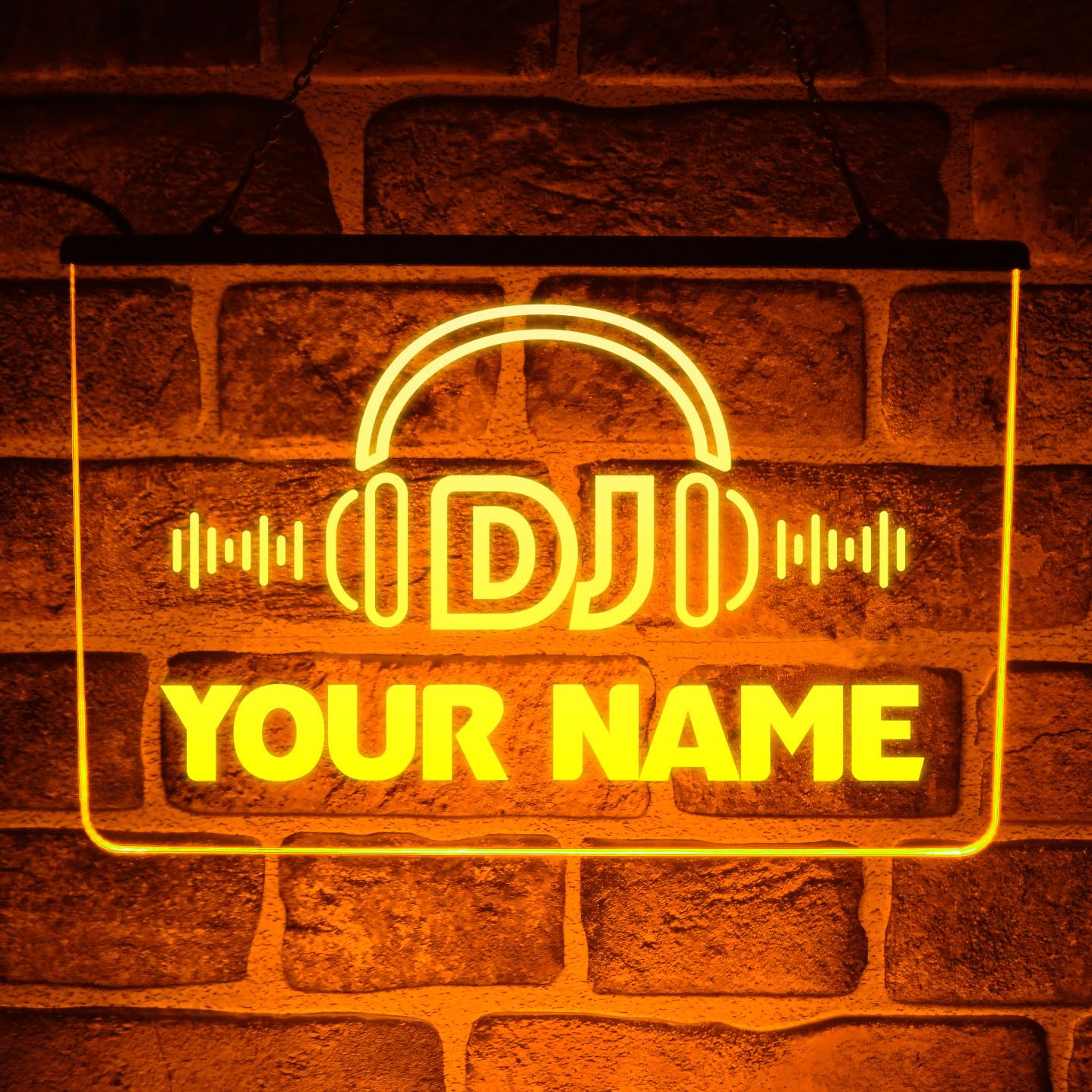 Paint The Town Led Yellow Personalised Dj Studio Neon Led Sign – Custom Light Up Name Plaque For Music Room, Radio Station, Booth Accessories – Unique Gift Ideas (Usb Powered) (Yellow)