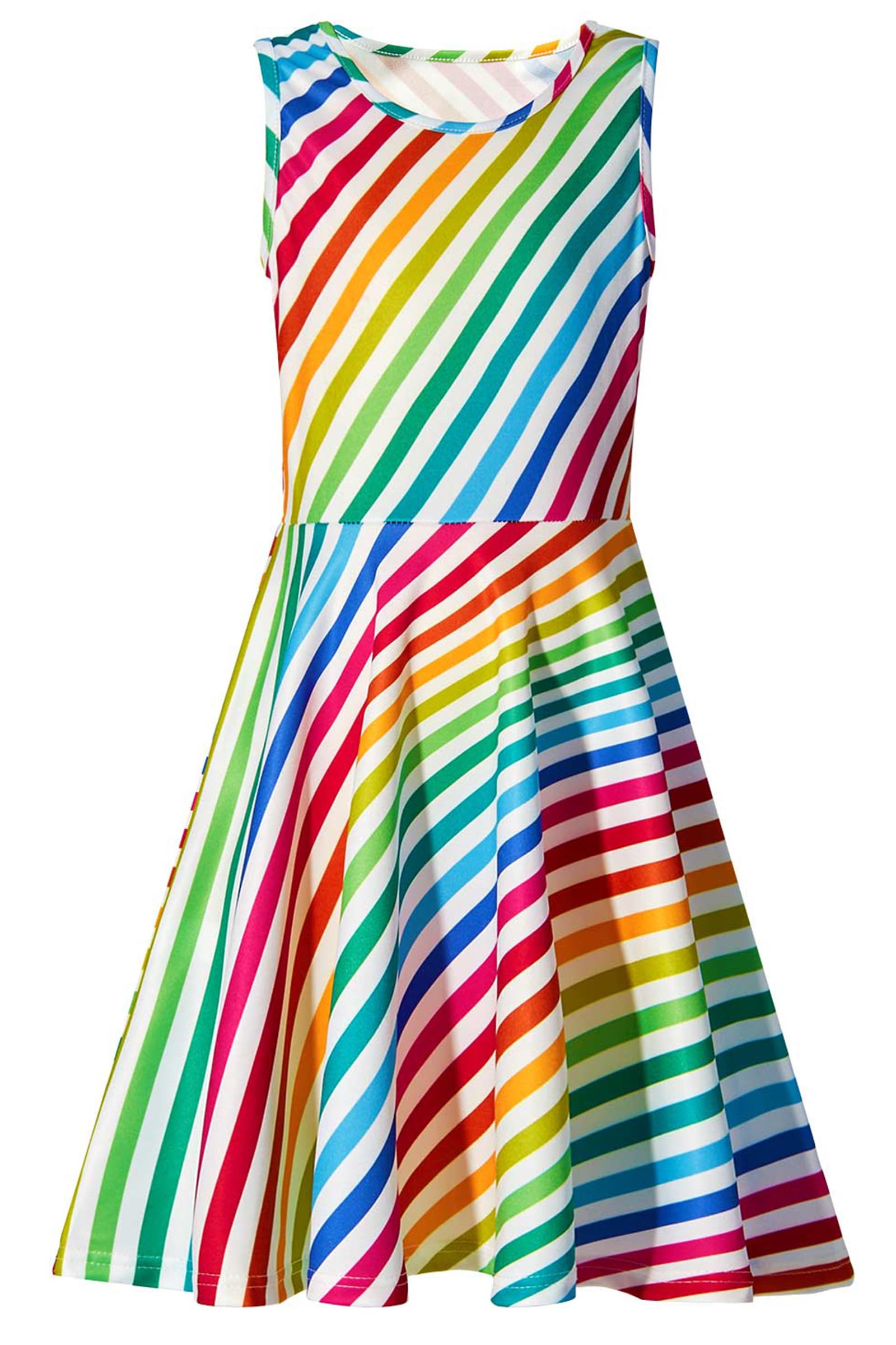 AIDEAONE Mädchenkleid Schmetterling A-Linie Ärmelloses Sommerkleid Buntes Kleid 4-12 Jahre