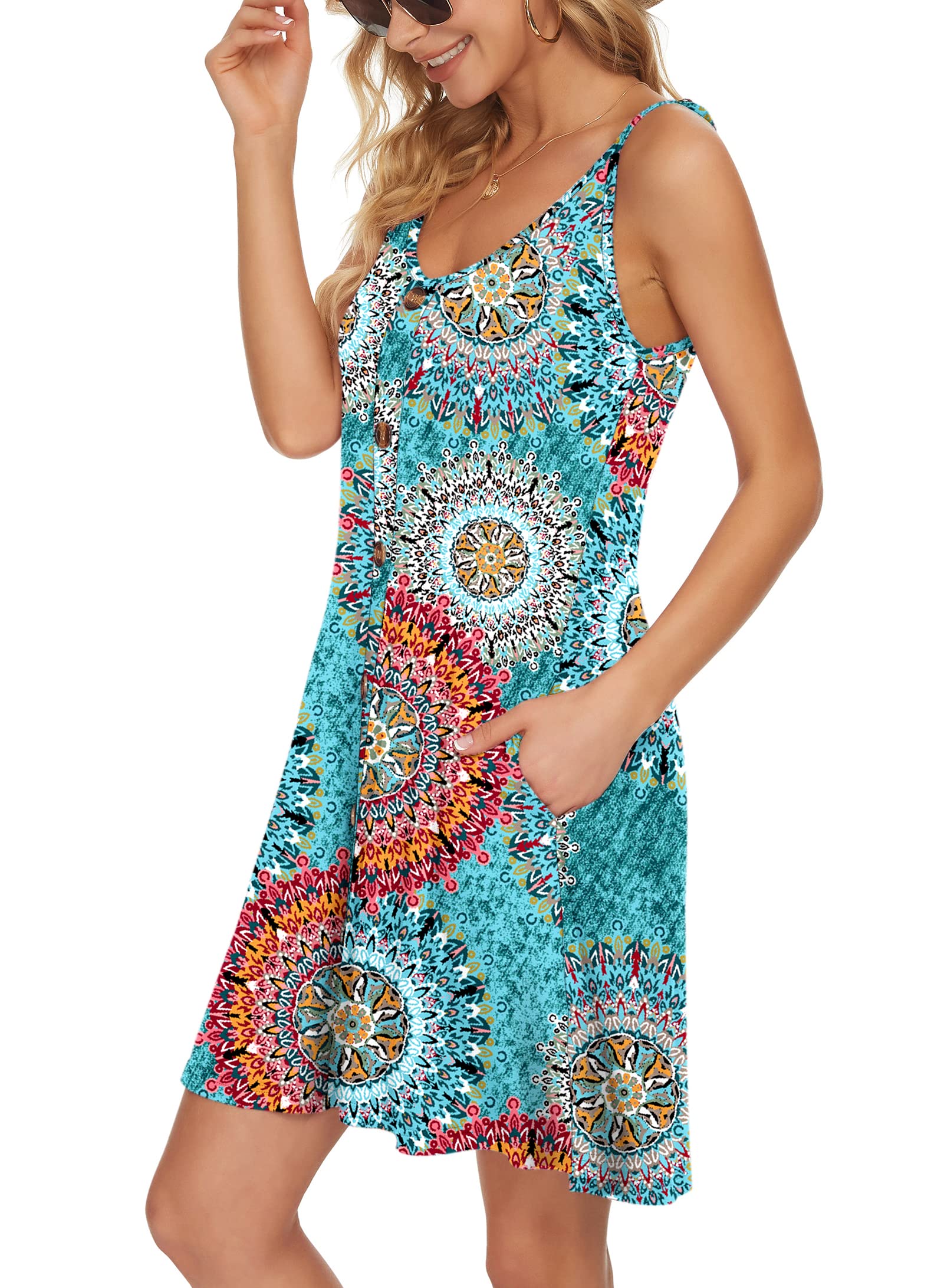 AUSELILY Vestiti Donna Estivi Corti con Scollo a V Vestito Estivo Casual da Spiaggia Abiti Estivi Casual con Tasche
