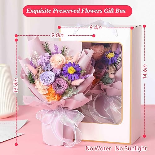 Miniatura 3 de Jtoder Flores Eternamente para la Entrega, Ramos de Flores Preservadas, Rosas Púrpuras de Larga Duración, Ramos de Regalo para Madre, Esposa, Novia