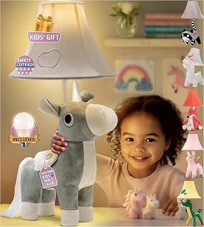 Naturally KIDS Unicorn Lamp for Girls Bedroom, Cute Gifts, Grey Unicorn | 19.7", LED Bulb Included, Boys & Girls Lamp for Kids Room, Nursery Night Light, Christmas & Birthday Gifts for All Ages