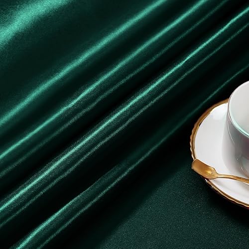 Miniatura 6 de KKJIAF 1 Paquete Mantel de Satén Verde Cazador 58" x 102" Rectangular Brillante Sedoso Suave Cubierta de Mesa de Satén para Decoración de Banquete