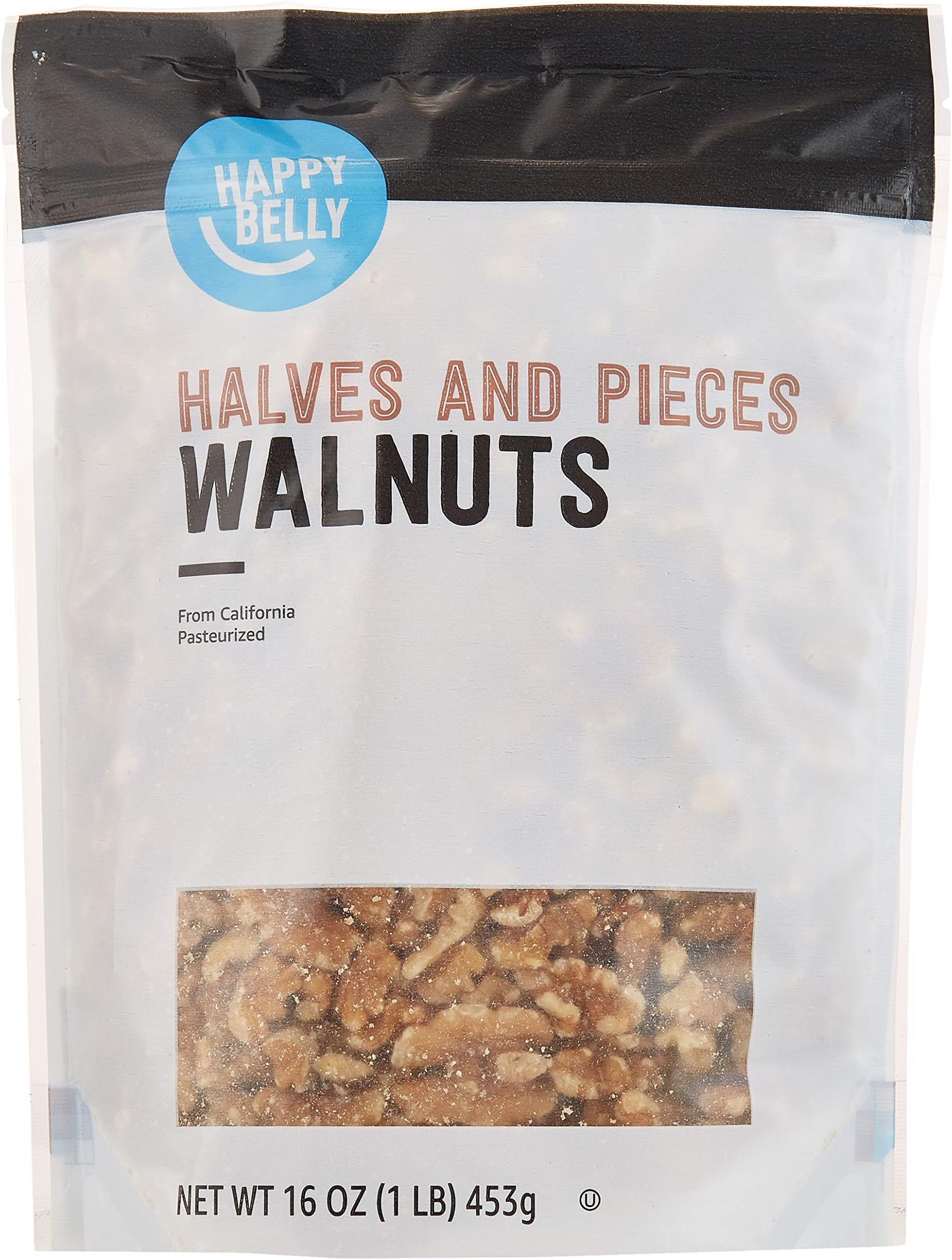 Happy Belly California Walnuts Halves and Pieces, 16 ounce (Pack of 2)