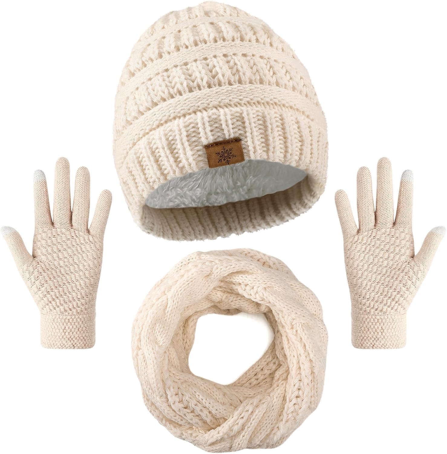 Winter Beanie Hat Scarf Gloves Set, Winter Clothes...