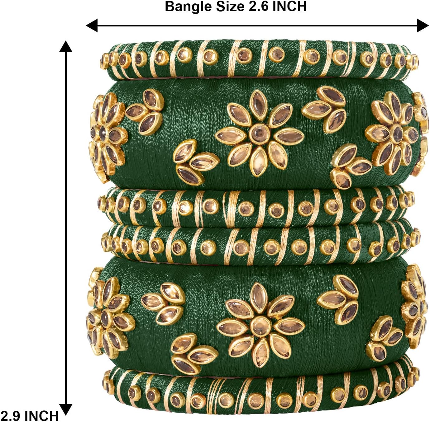 Aheli Beautiful Indian Wedding Wear Handmade Faux Stone Studded Velvet Bangle Set Chuda Bollywood Ethnic Fashion Jewelry Gift for Women - Image 2