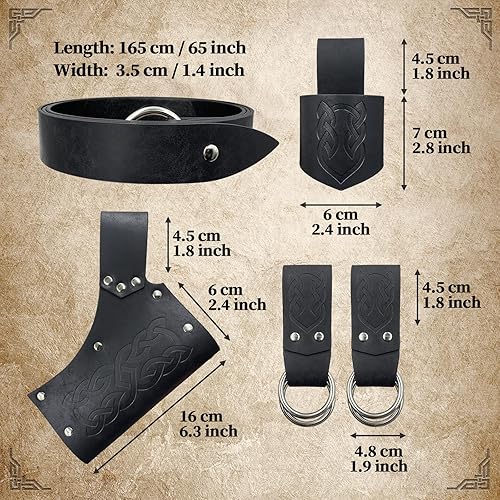 Miniatura 4 de 6 piezas de cinturón renacentista accesorios para disfraz, bolsa, falda, espada, rana, cuerno vikingo, funda para cinturón