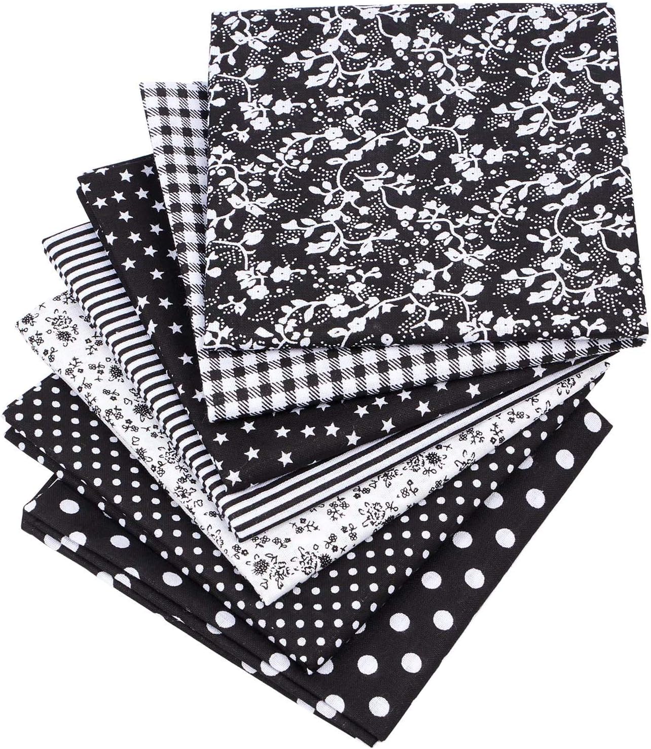 24.5 × 25cm Printed Floral Assorted Cotton Craft Fabric Bundle Quilting Squares Patchwork for DIY Sewing Stitching 9.6"x9.8" Different Patterns (50 pcs)