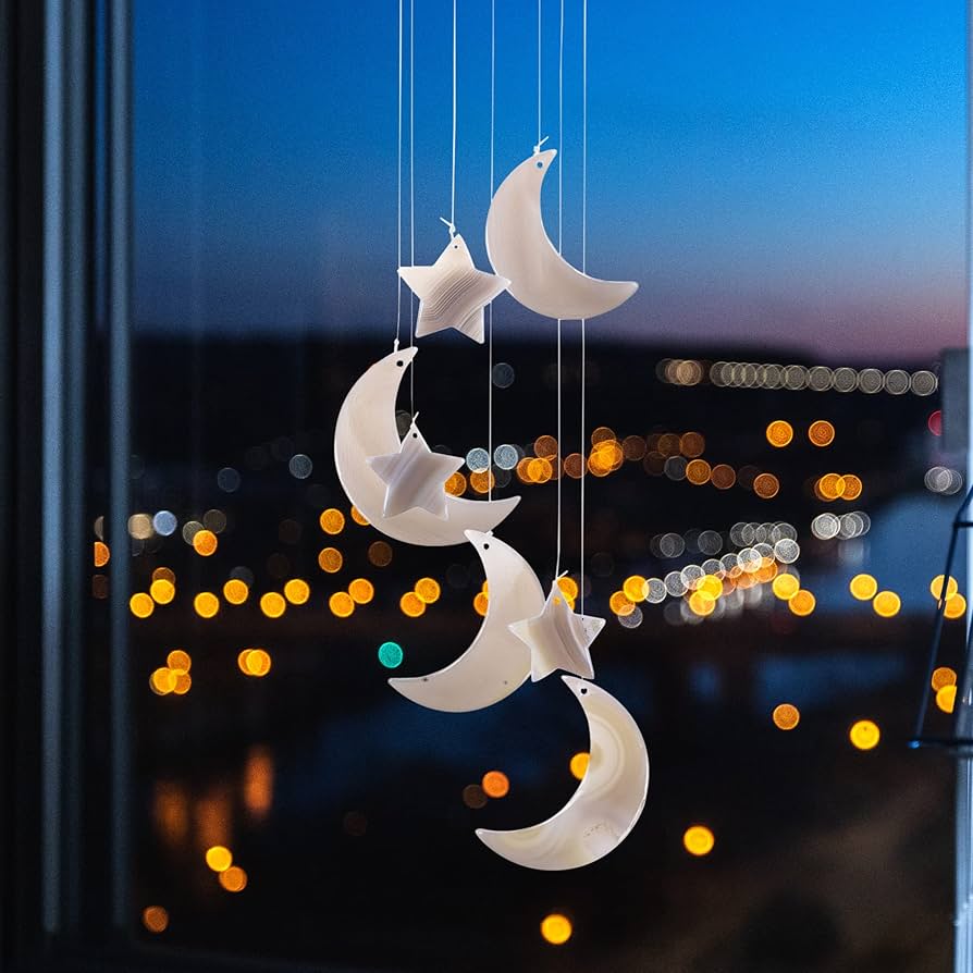 天然石メノー風鈴　ムーン月　スター星　ウィンドチャイム　サンキャッチャーNO2 天然石メノー風鈴 ムーン月 スター星 ウィンドチャイム サン