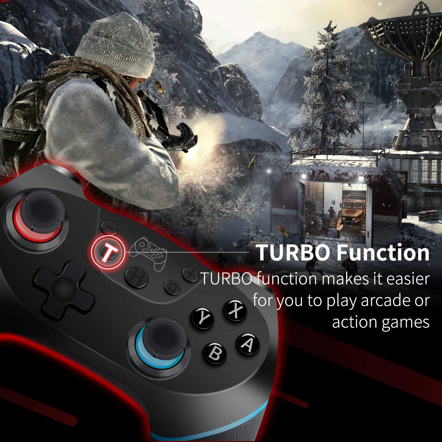 Wireless Switch Game Pro Controller Remote Joystick Switch Bluetooth Gamepad with Nonslip Grip