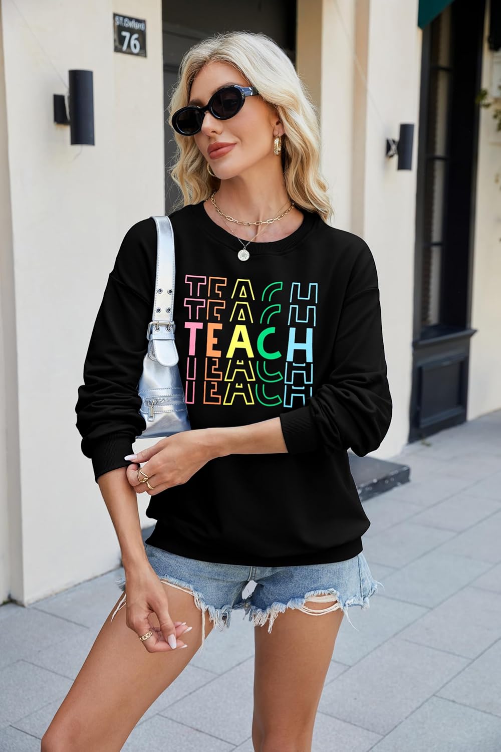 NANYUAYA Teacher Sweatshirts Women Inspirational Teach Shirt Preschool Teaching Pullover Graphic Tee Long Sleeve Tops - Image 7