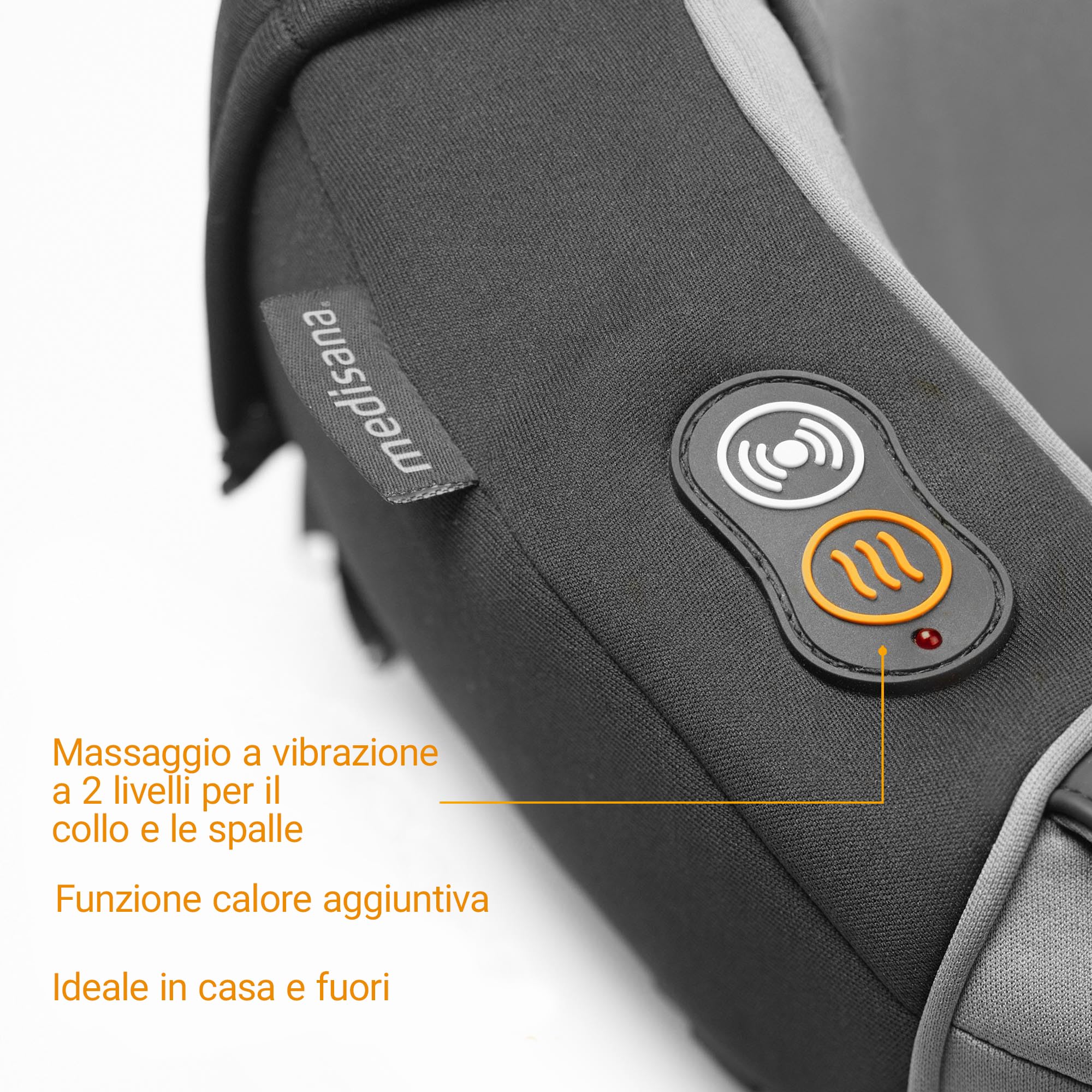 medisana NM 868 Cuscino per il collo con massaggio a vibrazione, funzione calore migliorata, massaggio a vibrazione per collo e spalle, cuscino a batteria per la casa, l'ufficio o in viaggio