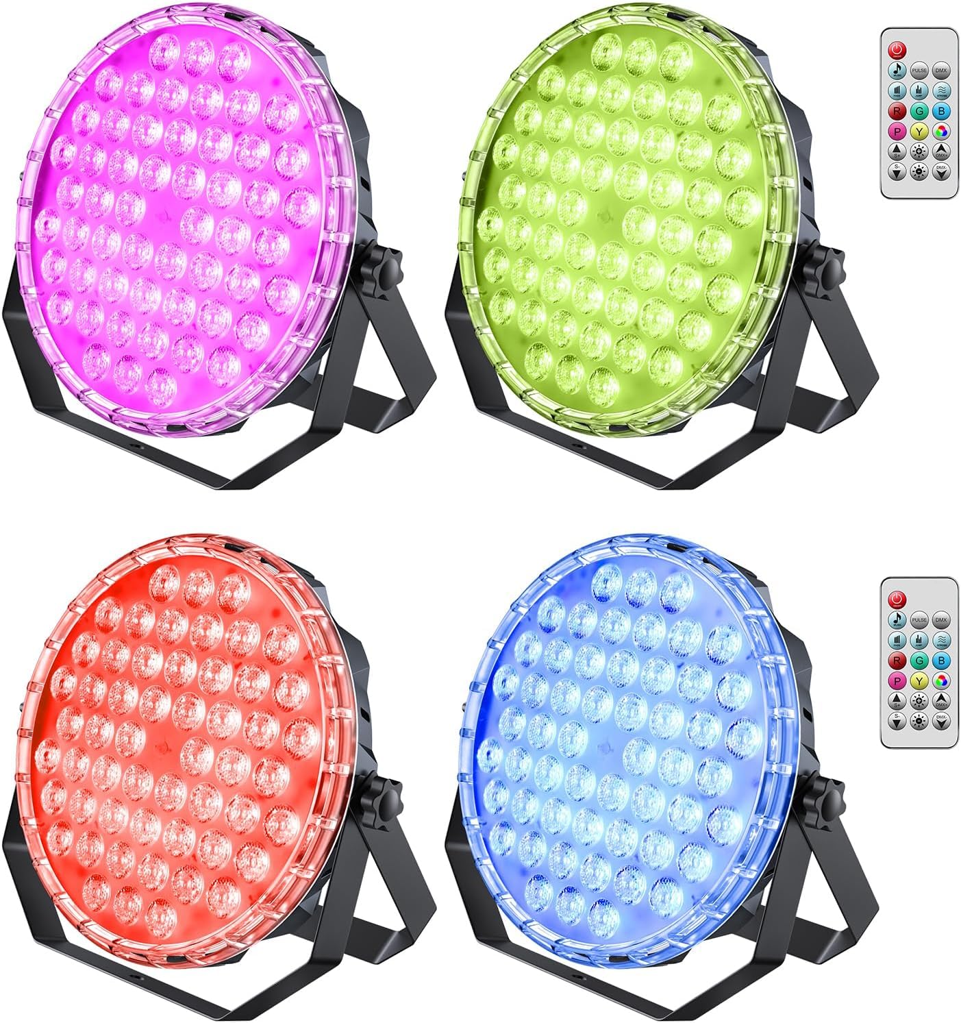 BETOPPER LPC018 Luce PAR LED RGB DJ, 54×1W Faro PAR Slim con DMX512, telecomando e sound attivo, illuminazione palco e uplighting per feste, matrimoni, chiesa, discoteca (4)