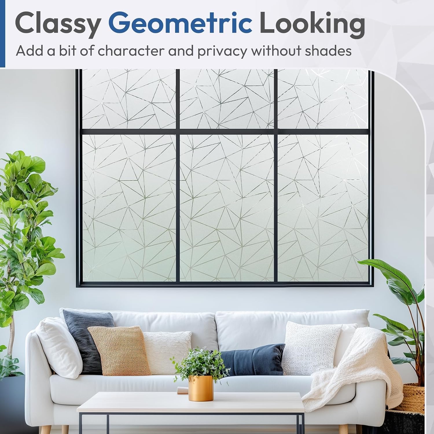 rabbitgoo Static Cling Window Privacy Film, Clear Triangle, 23.6" x 118.1" image 2
