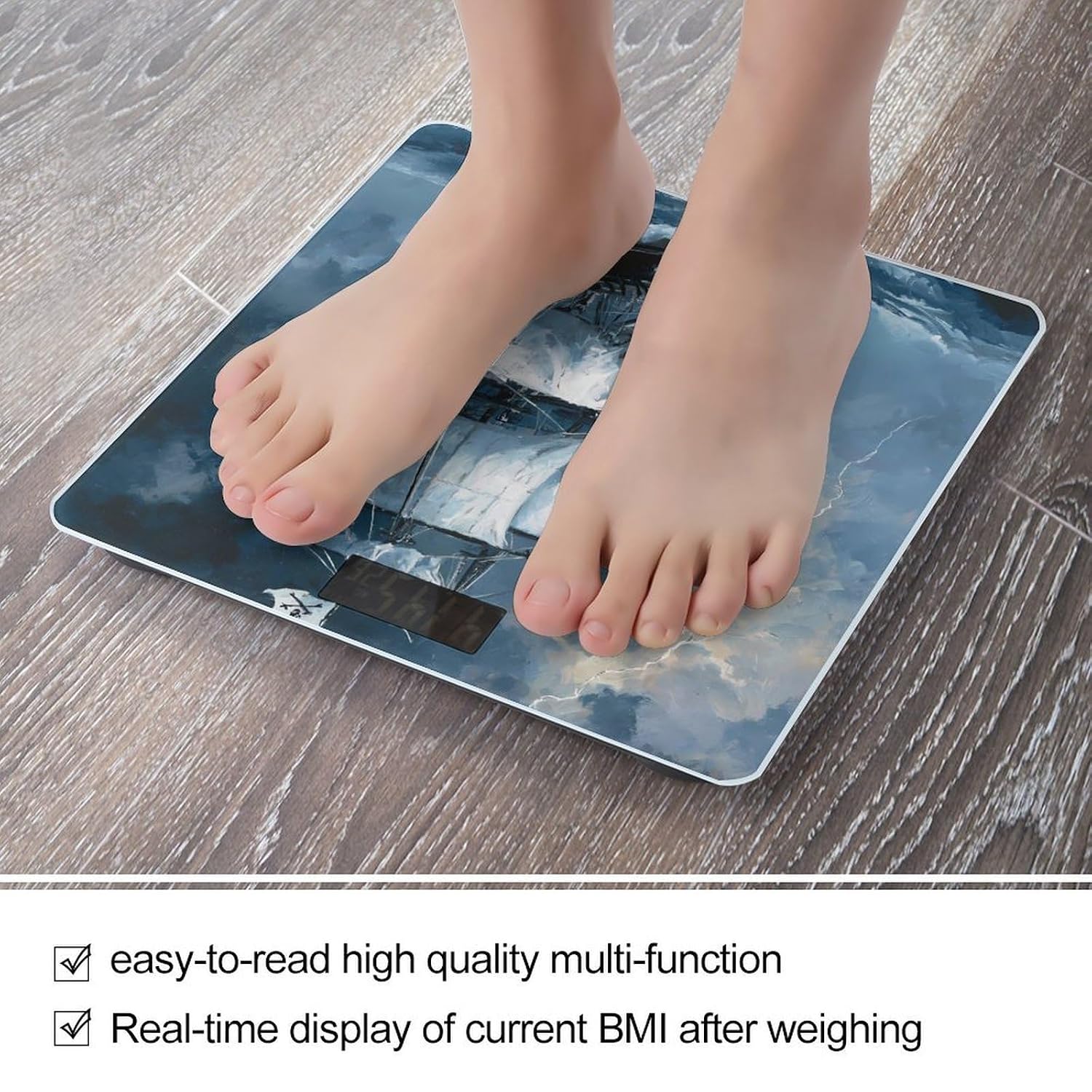 Pirate Ship Sailing Ocean Thunder Digital Body Weight Scale LCD Backlight Display for Bathroom Gym