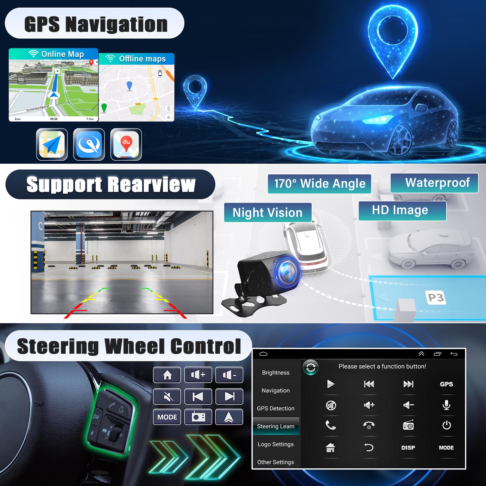 Radio samochodowe z systemem Android 15 2 DIN z nawigacją do M-itsubishi ASX 2010-2017 z bezprzewodowym Carplay Android Auto 10-calowy ekran dotykowy z Mirror Link Bluetooth FM RDS, GPS, WiFi, SWC EQ