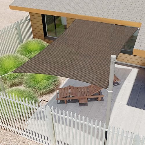 Miniatura 7 de ECOOPTS Toldo rectangular para patio, pérgola, jardín, 6.53 ozm, tela HDPE 95% de bloqueo UV (10 x 12 pies, marrón)