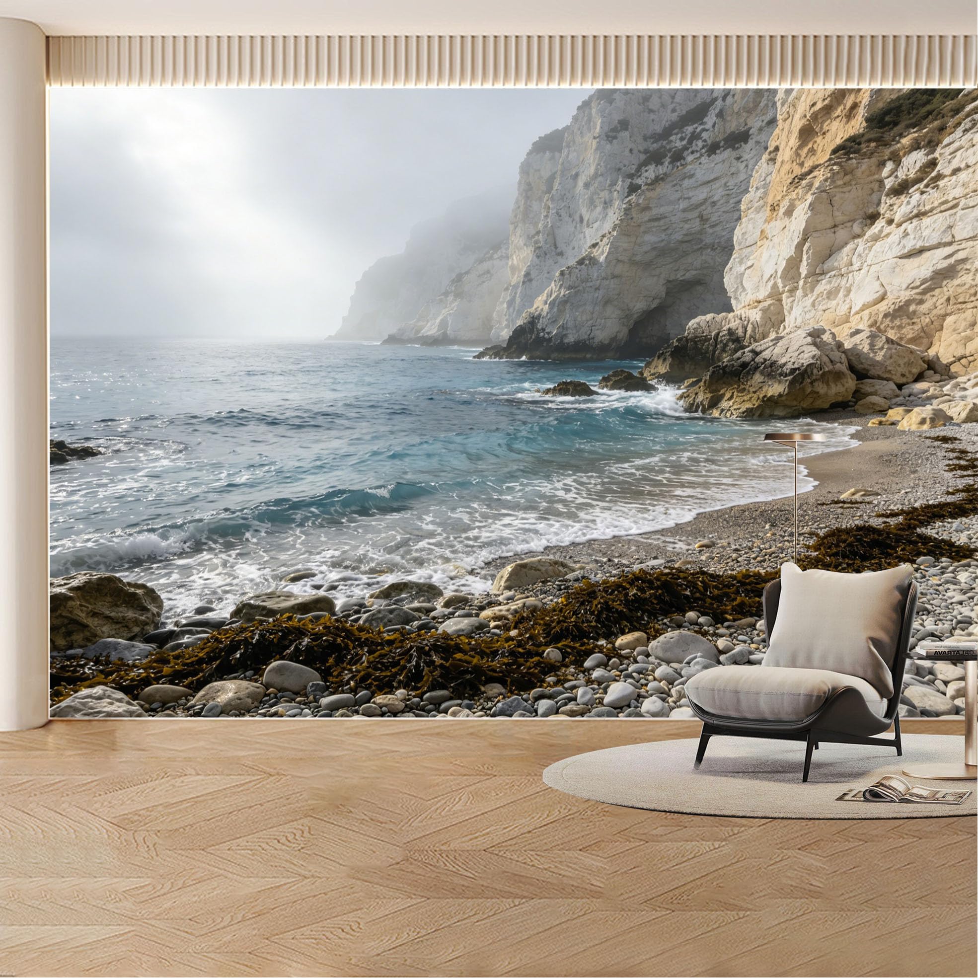 Custom Wall Mural Wallpaper Ocean Cliff Landscape Nature 3D Effect Wall Decor Misty Tropical Luxury Removable SelfAdhesive Large Photo for Living Room， Bedroom， Office